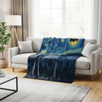 Starry Night Cityscape Blanket, Van Gogh Style, Minky or Sherpa Throw