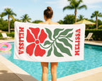 Personalized Retro Flower Beach Towel: Custom 70s Style Gift