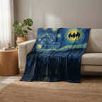 Starry Night Cityscape Blanket, Van Gogh Style, Minky or Sherpa Throw