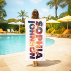 Custom Name Beach Towel: Tropical Vacation, Bachelorette Party Gift