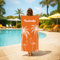 Personalized Flamingo Beach Towel: Custom Name Tropical Palm Design