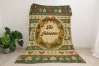 Personalized Christmas Blanket, Gingerbread Wreath Knitted Print, Minky Sherpa