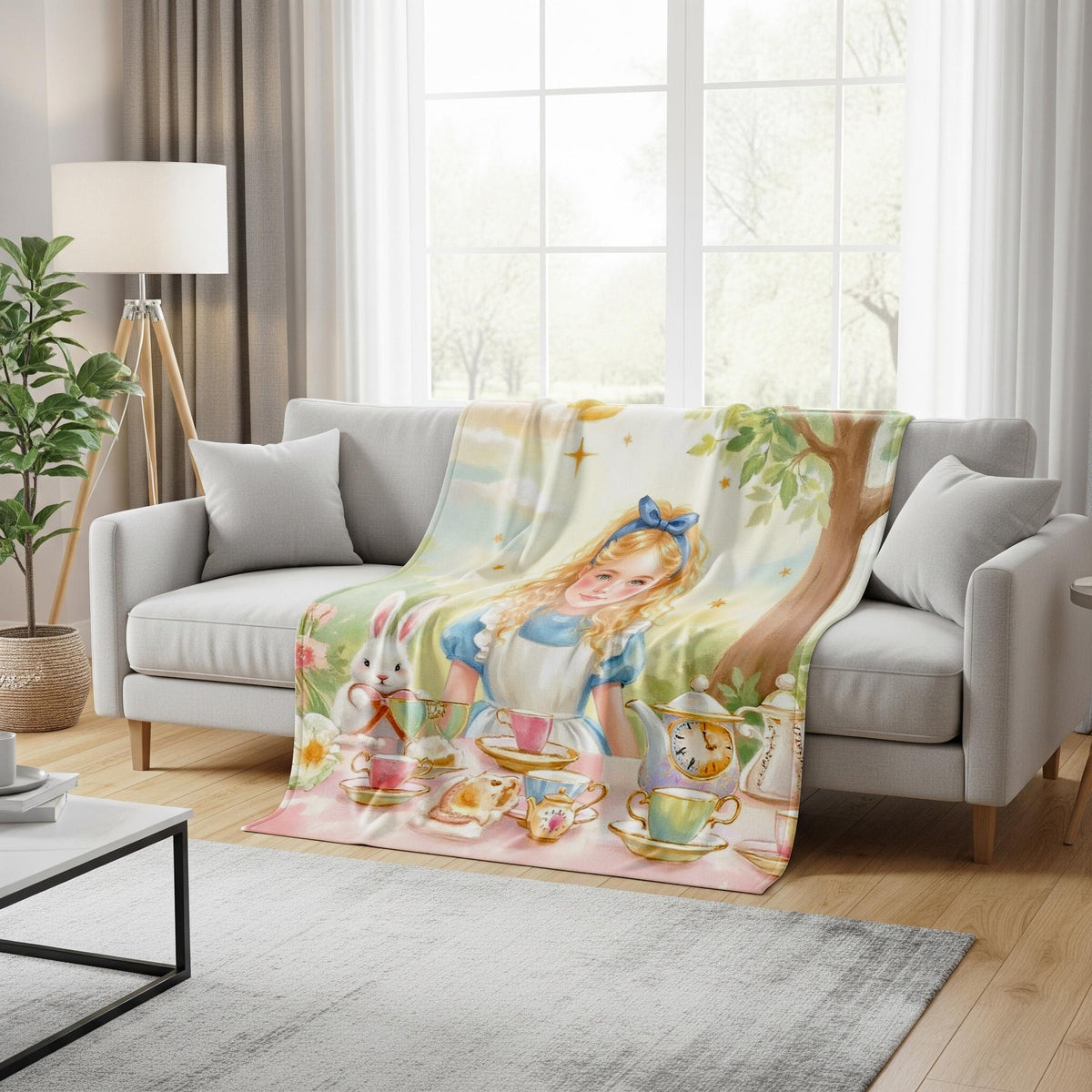 Alice in Wonderland Blanket: Cozy Sherpa or Minky Throw, Vintage Design