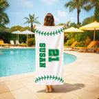 Personalized Baseball Beach Towel – Custom Team Name & Number
