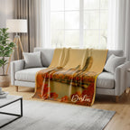 Personalized Boston Blanket – Vintage Postcard, Custom Minky Sherpa Throw