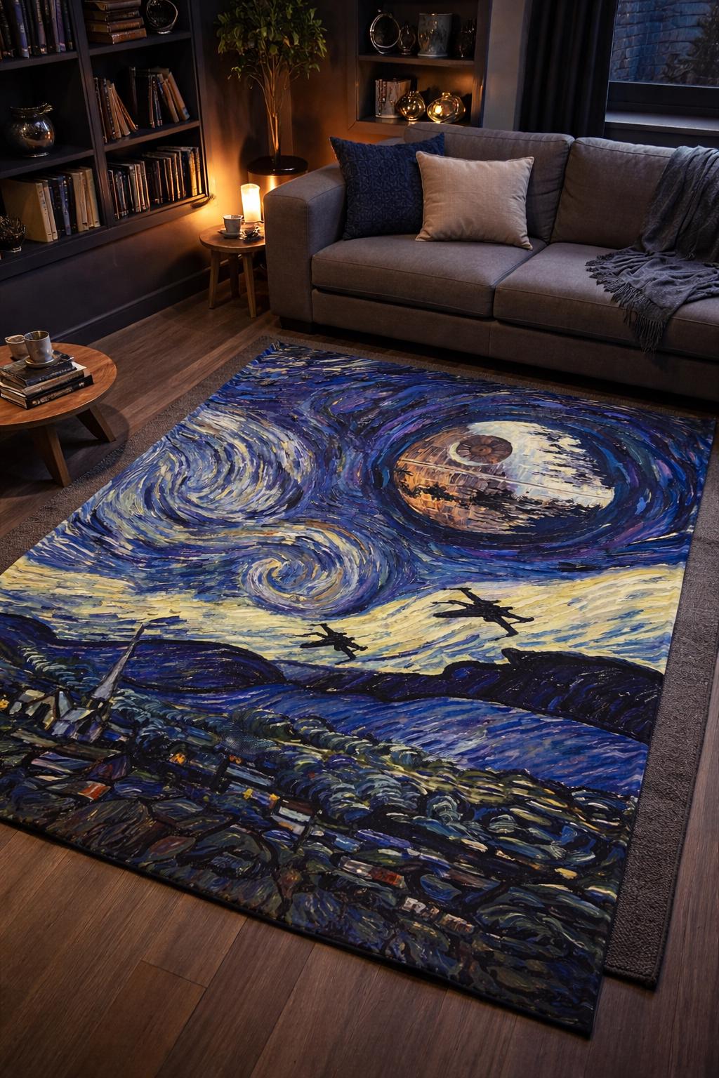 Cosmic Space Battle Blanket in Starry Night Style, Geek Fantasy Throw Sherpa / Minky