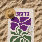 Personalized Retro Floral Beach Towel: Custom Name Summer Gift