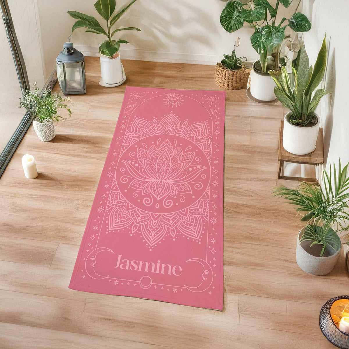 Personalized Yoga Towel – Custom Name Mandala Fitness Towel