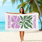 Personalized Retro Flower Beach Towel: Custom 70s Style Gift