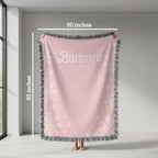 Custom Name Pink Snowflake Blanket, Personalized Soft Throw Minky or Sherpa