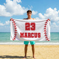 Personalized Baseball Beach Towel – Custom Team Name & Number
