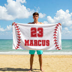 Personalized Baseball Beach Towel – Custom Team Name & Number