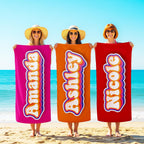 Personalized Retro Beach Towel: Groovy 70s Custom Name Gift