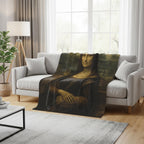 Haunted Mona Lisa Blanket – Gothic Skeleton Halloween Throw, Creepy Art