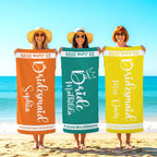 Personalized Bride Beach Towel: Crown Design, Wedding Date Gift