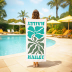 Personalized Retro Flower Beach Towel: Custom 70s Style Gift