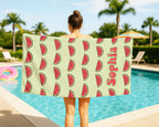 Personalized Watermelon Beach Towel: Custom Name, Summer Fun