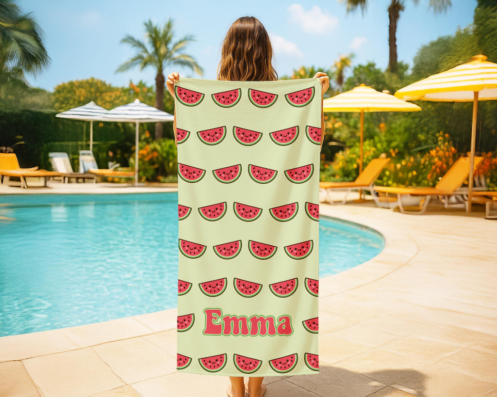 Personalized Watermelon Beach Towel: Custom Name, Summer Fun