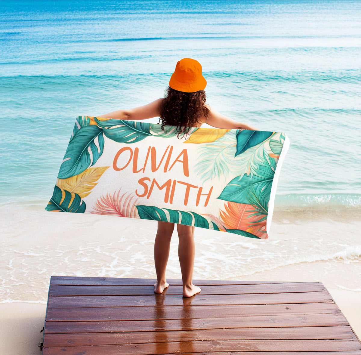Personalized Tropical Beach Towel: Custom Name, Quick-Dry Summer Gift