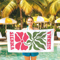 Personalized Retro Floral Beach Towel: Custom Name Summer Gift