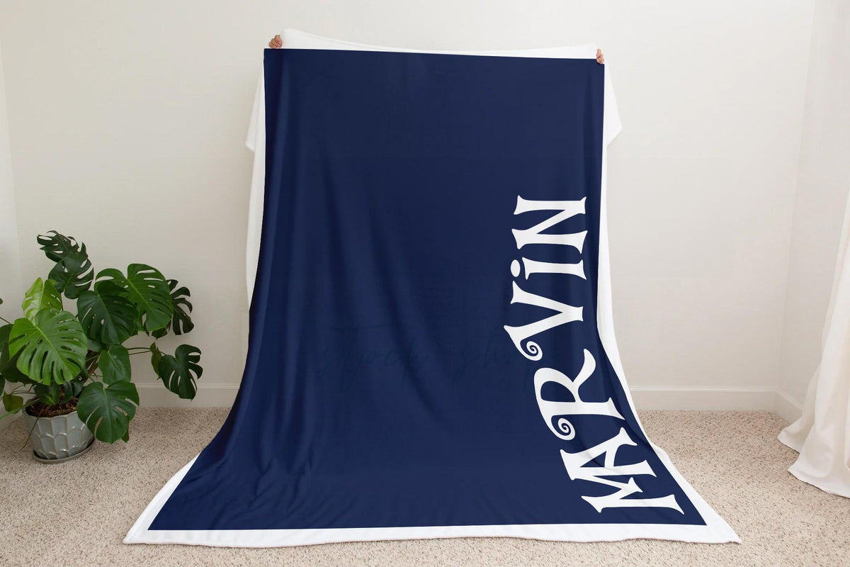 Personalized Name Blanket | Minky or Sherpa Throw, Custom Colors