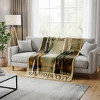 Personalized New York City Blanket, Vintage Postcard, Minky or Sherpa