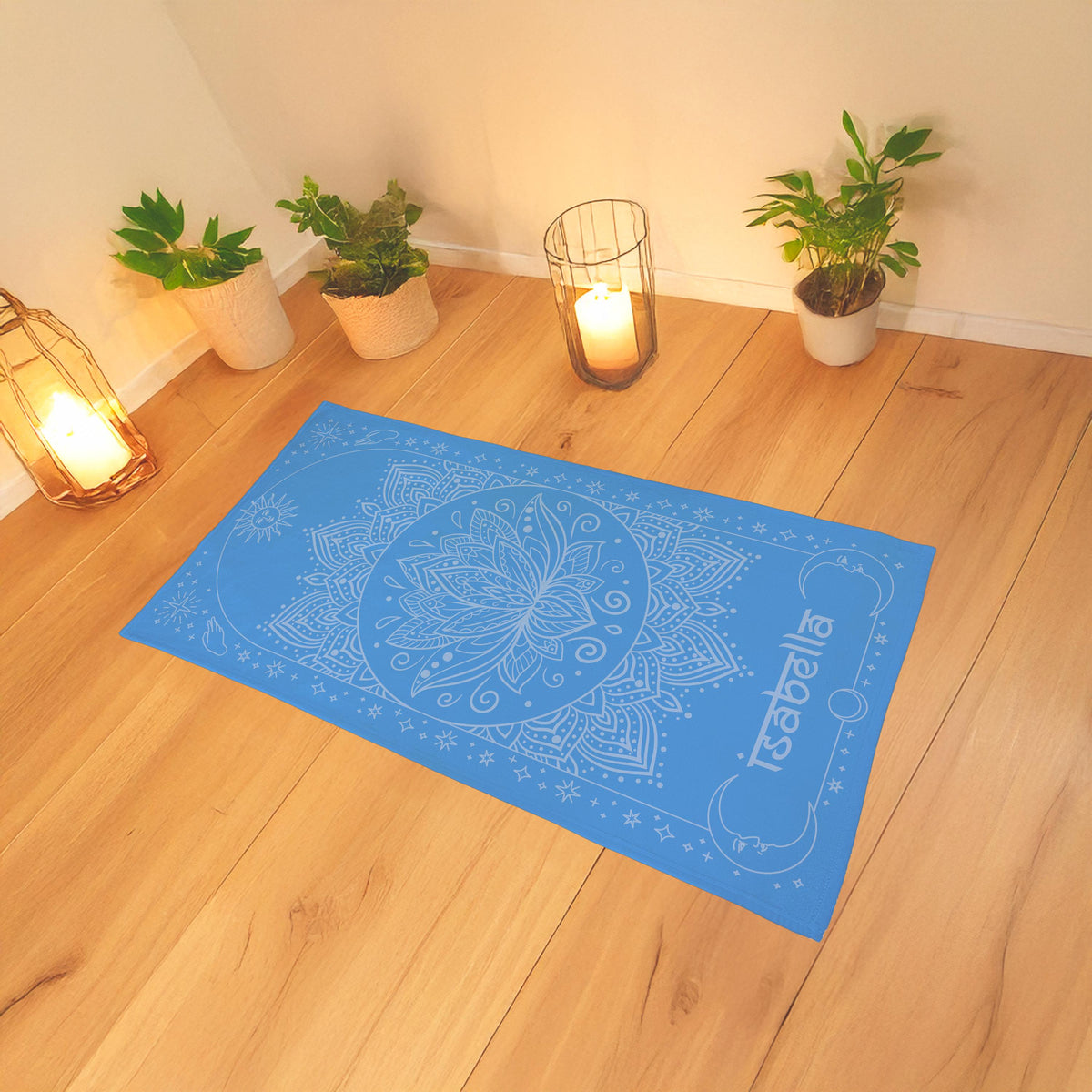 Personalized Yoga Towel – Custom Name Mandala Fitness Towel