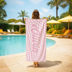 Personalized Retro Checkerboard Beach Towel: Custom Summer Gift
