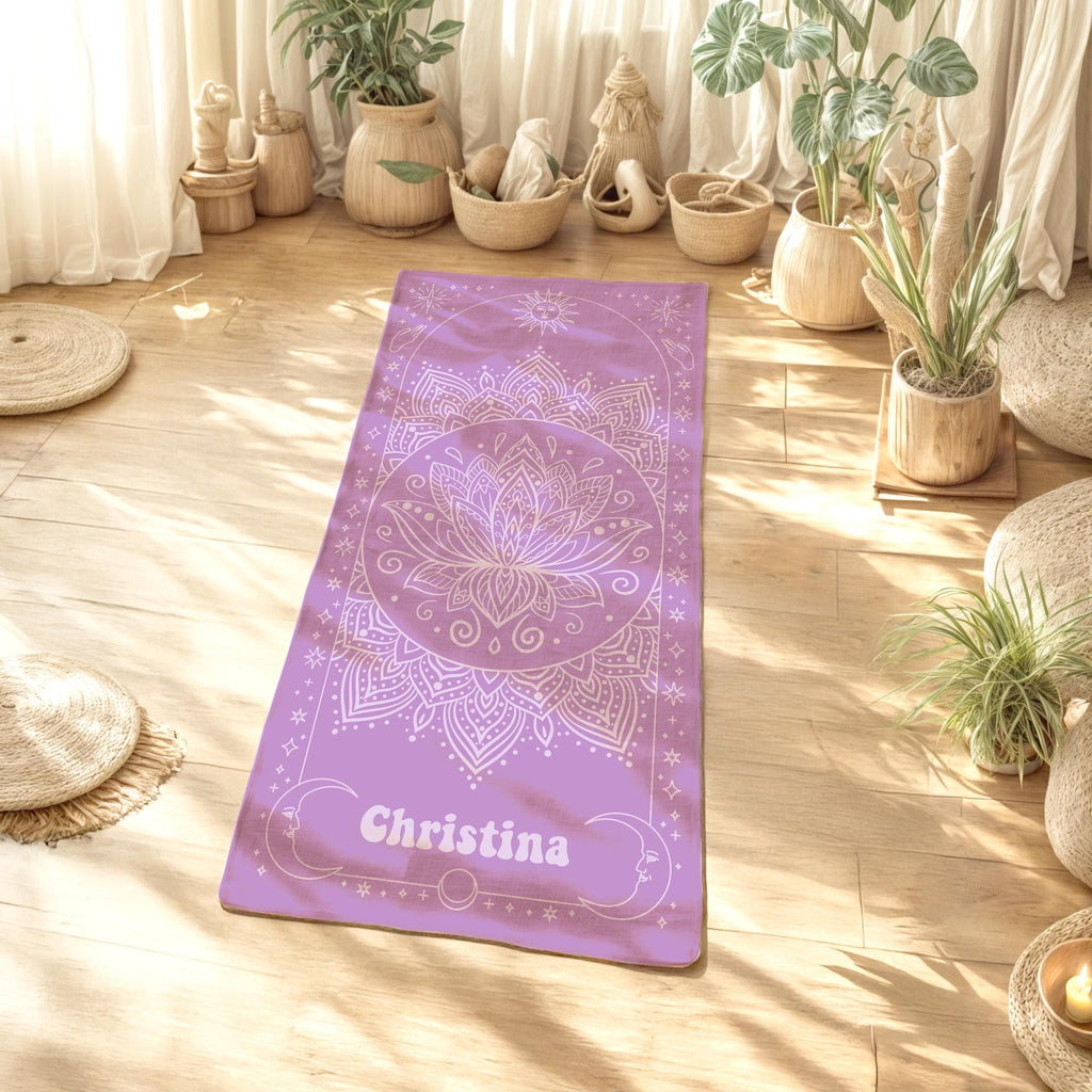 Personalized Yoga Towel – Custom Name Mandala Fitness Towel