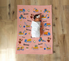 Personalized Construction Blanket Custom Name Trucks Diggers Cranes