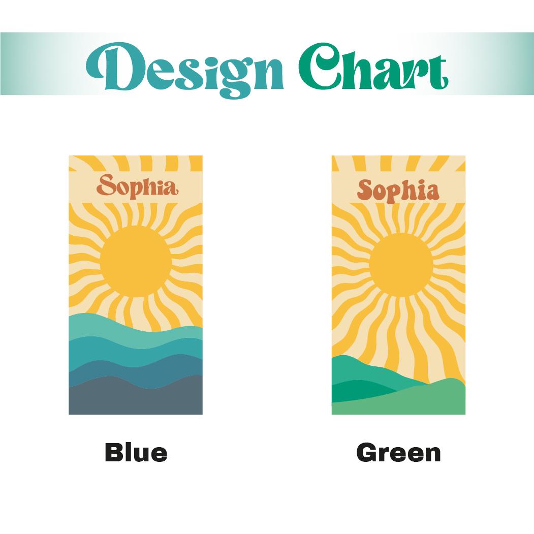 Personalized Beach Towel: Retro Sun & Waves, Custom Name
