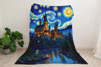 Starry Night Wizard Castle Blanket: Van Gogh Inspired Fantasy Throw