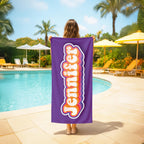 Personalized Retro Beach Towel: Groovy 70s Custom Name Gift