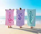 Personalized Retro Checkerboard Beach Towel: Custom Summer Gift