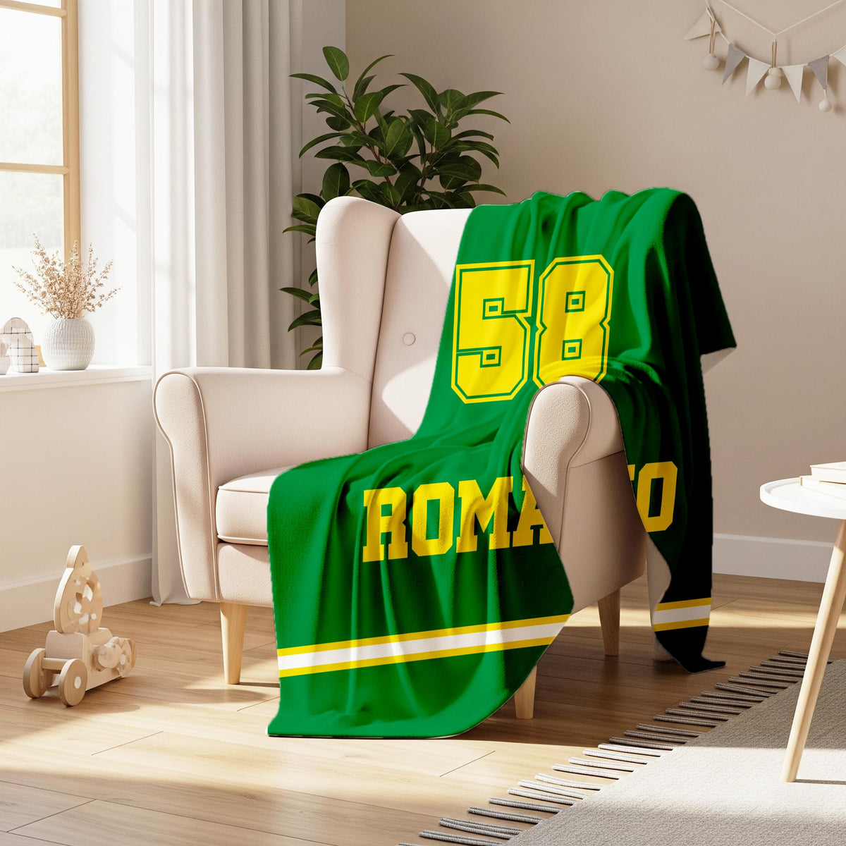 Personalized Varsity Blanket: Custom Name & Number, Minky or Sherpa