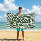 Personalized Retro Checkerboard Beach Towel: Custom Summer Gift