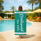 Personalized Bride Beach Towel: Crown Design, Wedding Date Gift