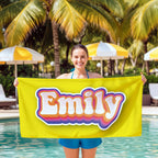 Personalized Retro Beach Towel: Groovy 70s Custom Name Gift