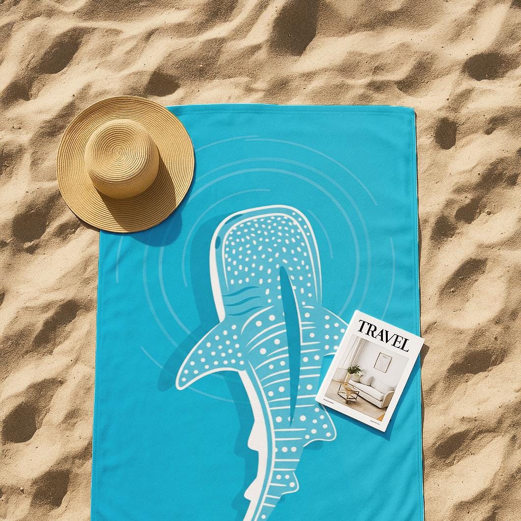 Personalized Whale Shark Beach Towel: Retro Summer Style