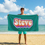 Personalized Retro Beach Towel: Groovy 70s Custom Name Gift
