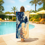 Miami Wave Beach Towel, Tropical Skyline Coastal Summer Towel