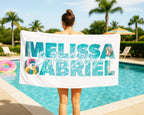 Custom Name Beach Towel: Tropical Vacation, Bachelorette Party Gift