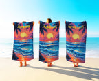Personalized Beach Towel: Sunset Ocean Waves, Tropical Vacation Gift