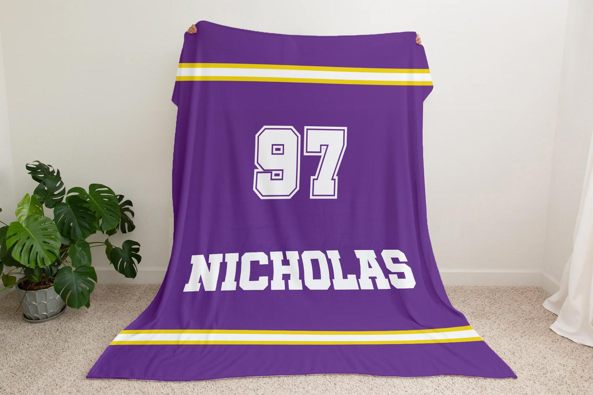Personalized Varsity Blanket: Custom Name & Number, Minky or Sherpa