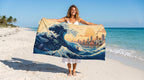 Miami Wave Beach Towel, Tropical Skyline Coastal Summer Towel