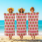 Custom Kawaii Strawberry Beach Towel: Personalized Summer Gift