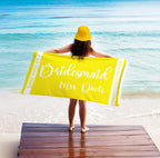 Personalized Bride Beach Towel: Crown Design, Wedding Date Gift