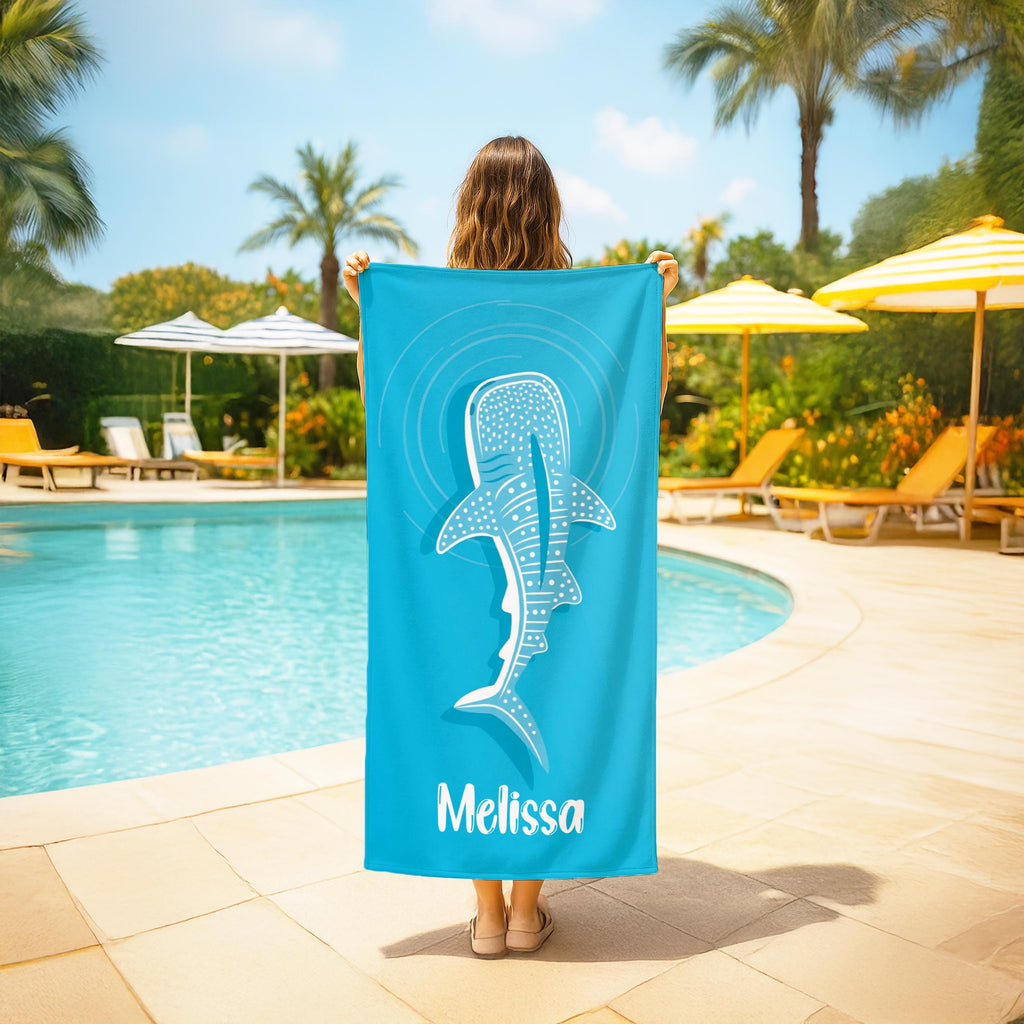 Personalized Whale Shark Beach Towel: Retro Summer Style