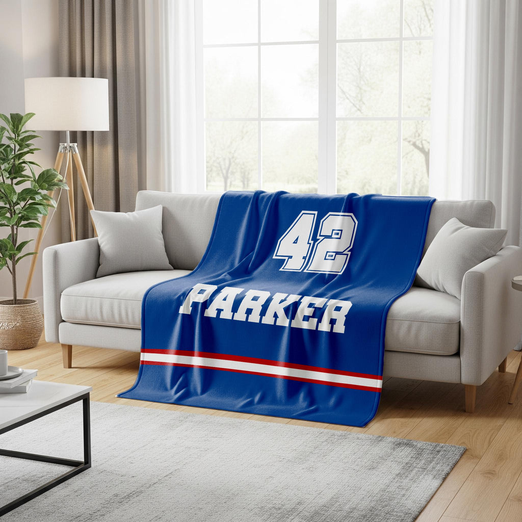 Personalized Varsity Blanket: Custom Name & Number, Minky or Sherpa