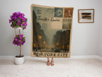 Personalized New York City Blanket – Vintage Postcard Travel Throw